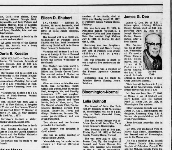 Clipping from The Pantagraph
